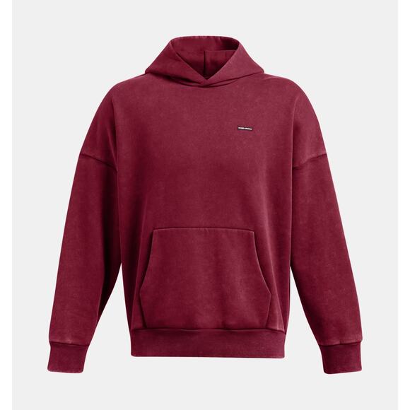 NWT Under Armour UA Icon Heavyweight Fleece Wash Oversized Hoodie in Red sz XL - Picture 1 of 8